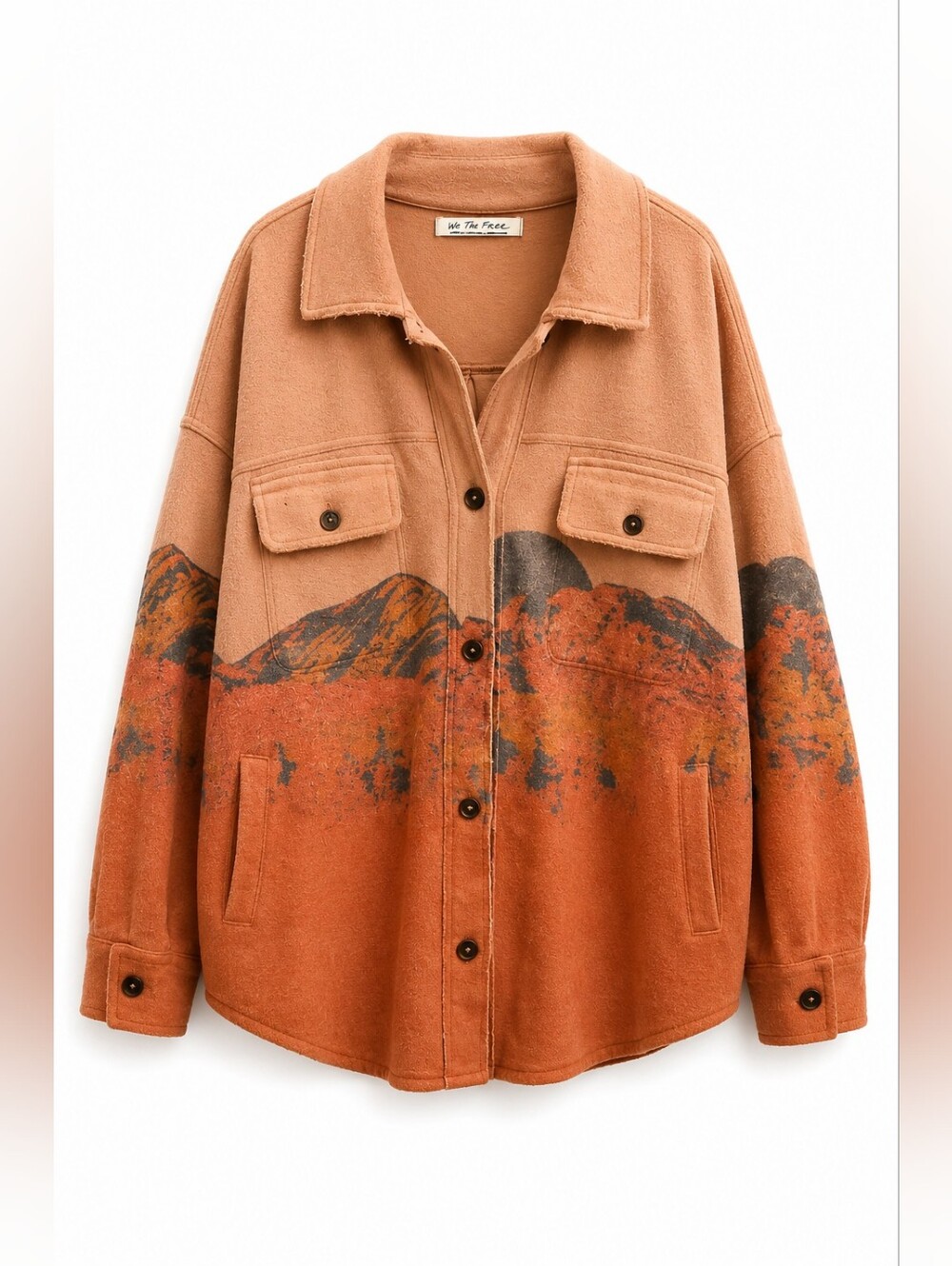 We The Free Ruby Jacket, Sunset Scenic Print, Oversized, M VERY RARE